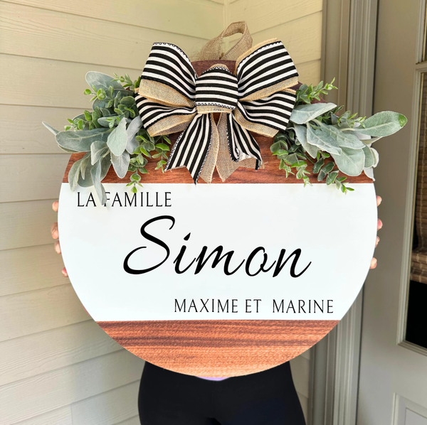 Pancarte de Porte Ronde Personnalisée avec Nom de Famille
