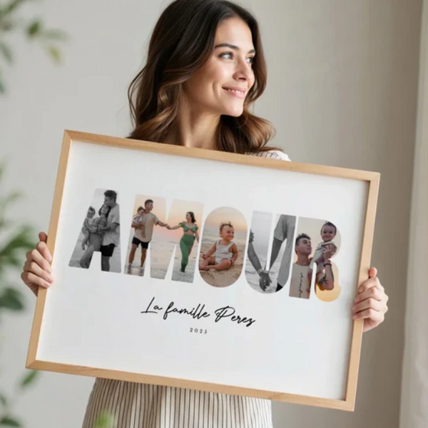 Tableau Photo Lettres "AMOUR" – Décoration Intérieure Personnalisée