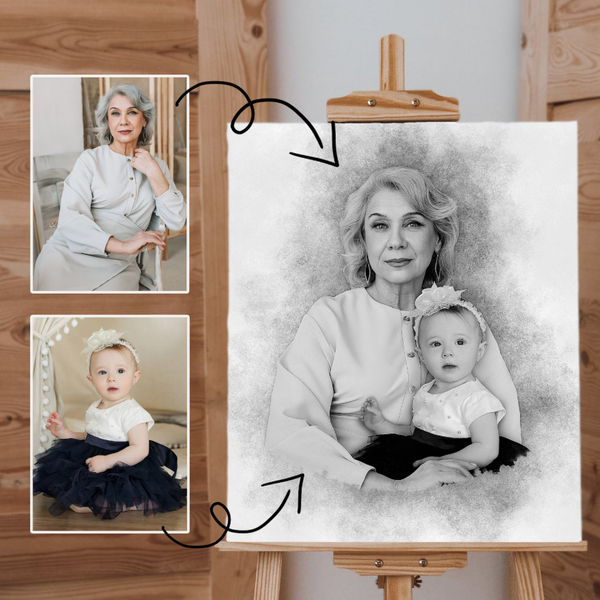 Tableau Souvenir Duo – Montage Photo Artistique Noir et Blanc