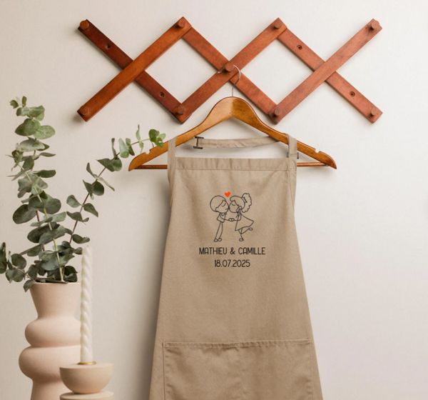 Tablier Personnalisé "Duo Amoureux" – Cadeau de Mariage ou Anniversaire