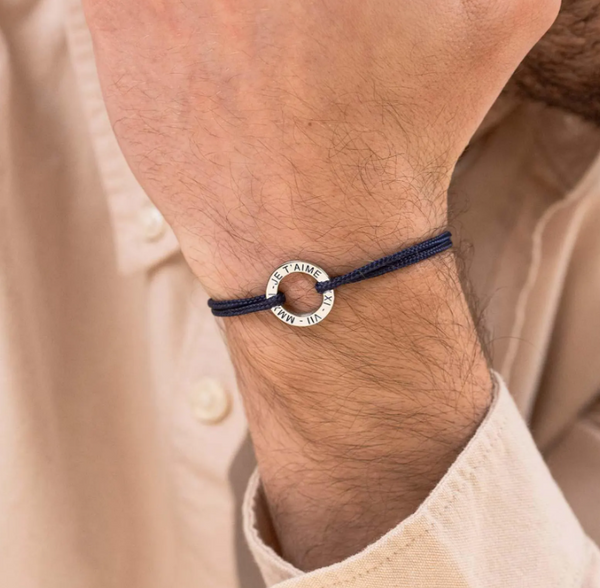 Bracelet Minimaliste Homme – Gravure Date et Message Personnalisable