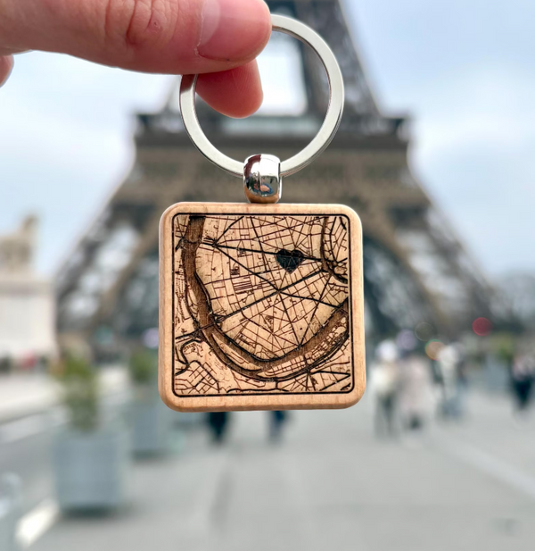 Porte-clés Carte Gravée Laser – Immortalisez votre Lieu Préféré