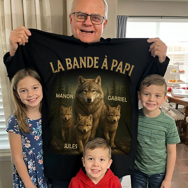 "La Bande à Papi" - Design Meute de Loups avec Prénoms